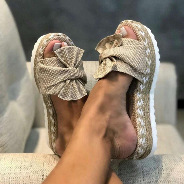 Old Friend Bow Ladies Platform Sandals