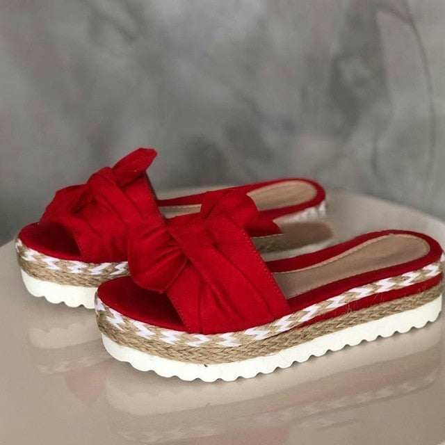 Old Friend Bow Ladies Platform Sandals