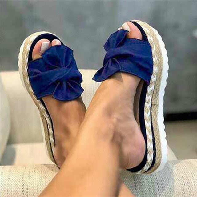 Old Friend Bow Ladies Platform Sandals