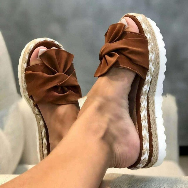 Old Friend Bow Ladies Platform Sandals