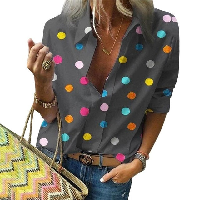 Polka Dot Long Sleeve Ladies Blouse