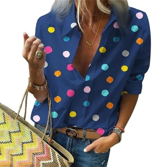 Polka Dot Long Sleeve Ladies Blouse