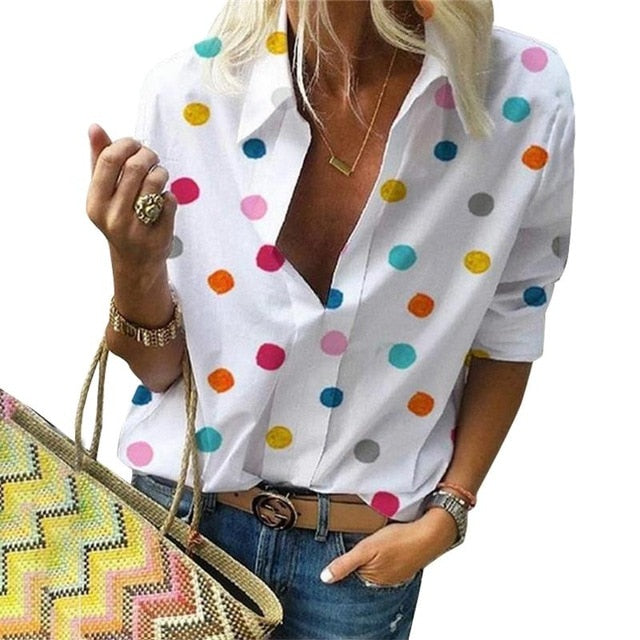 Polka Dot Long Sleeve Ladies Blouse