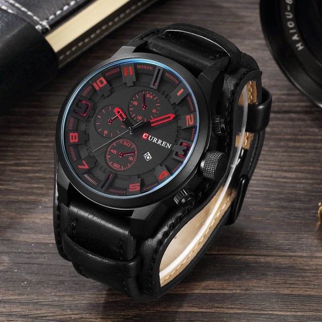 C2C CURREN Sport Military & Leather Strap Quartz Business Men Watch