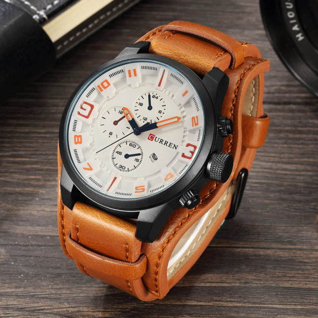C2C CURREN Sport Military & Leather Strap Quartz Business Men Watch