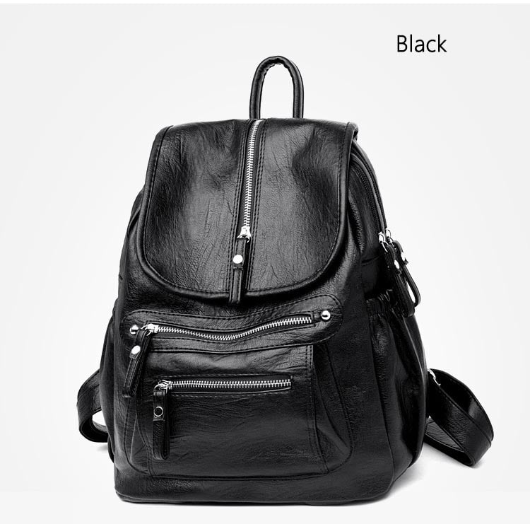 Lanyibaige Vintage Female Shoulder Leather Ladies Bagpack