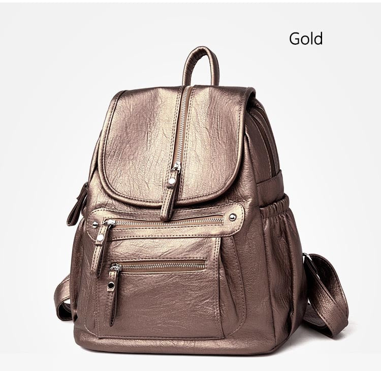 Lanyibaige Vintage Female Shoulder Leather Ladies Bagpack