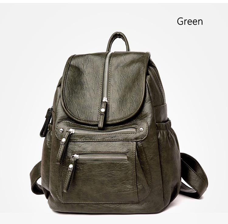 Lanyibaige Vintage Female Shoulder Leather Ladies Bagpack