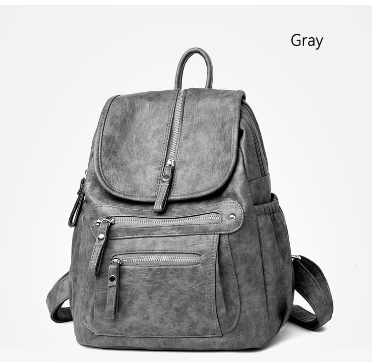 Lanyibaige Vintage Female Shoulder Leather Ladies Bagpack