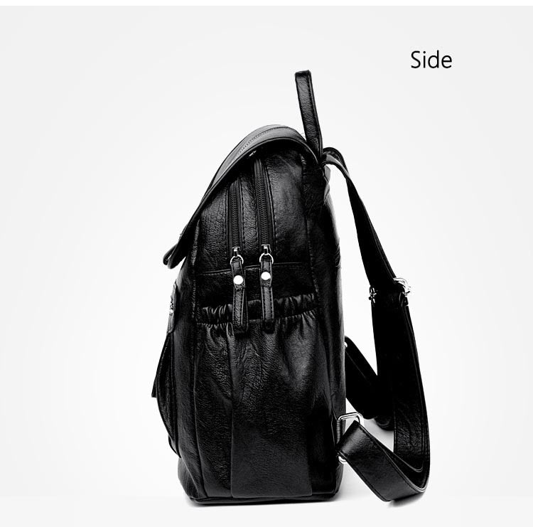 Lanyibaige Vintage Female Shoulder Leather Ladies Bagpack