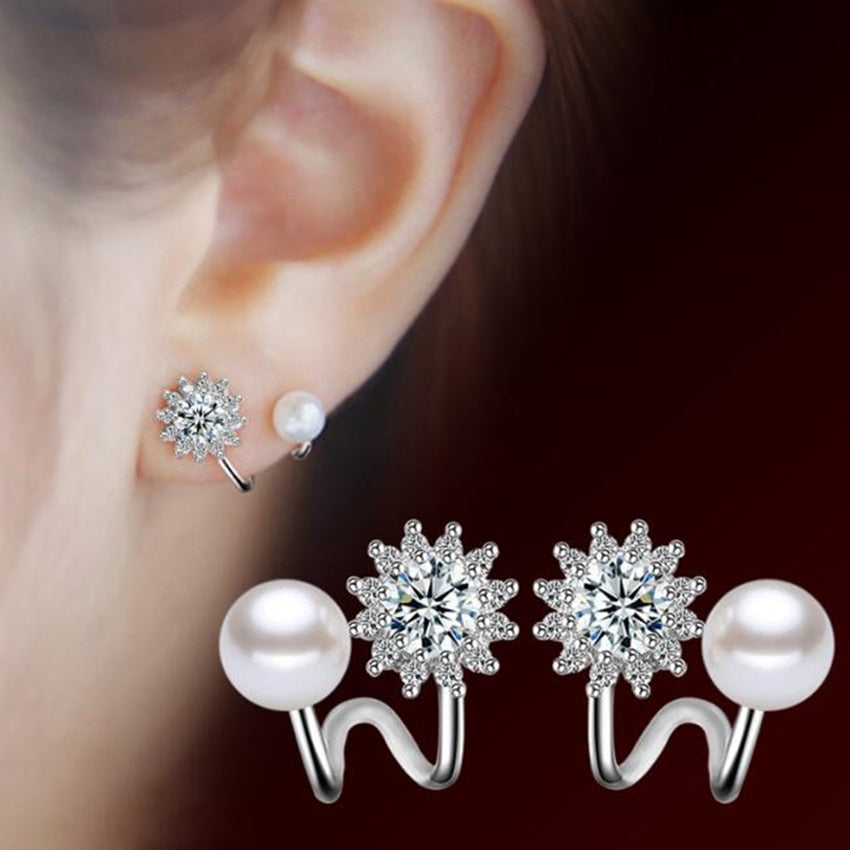 NEHZY  925 sterling silver new Woman Jewelry Simulated pearl women fashion jewelry simple temperament hexagram star earrings