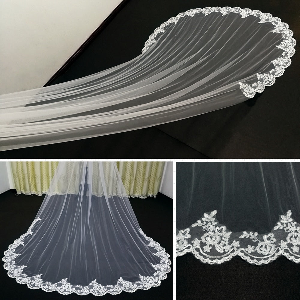 C2C Mall-Cathedral Wedding Long Edge Bridal Veil