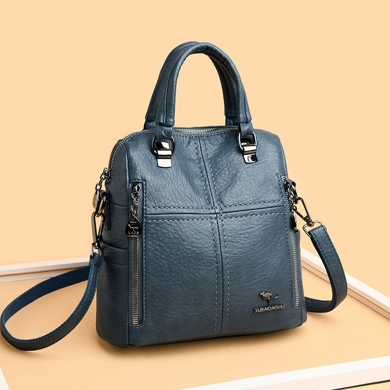 LANYIBAIGE Leather Multifunction Travel Backpack