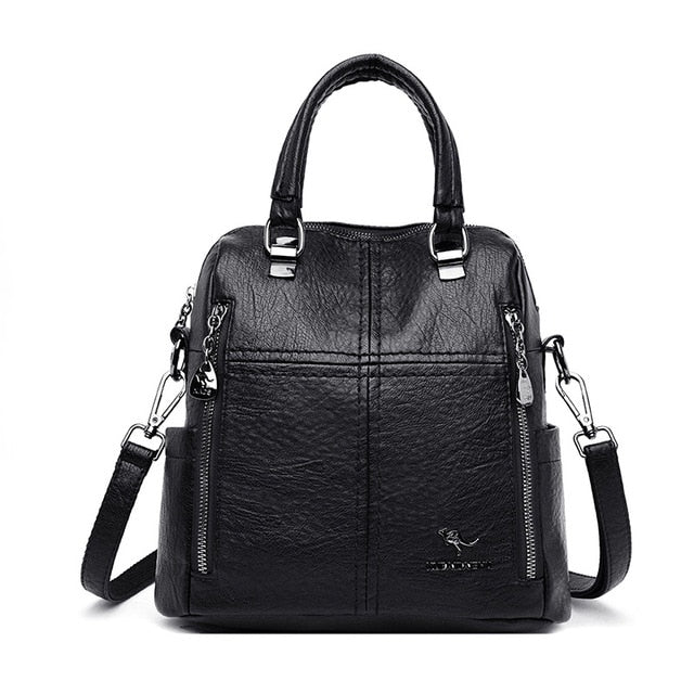 LANYIBAIGE Leather Multifunction Travel Backpack