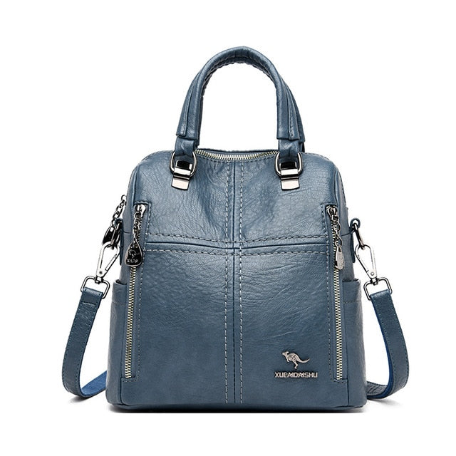 LANYIBAIGE Leather Multifunction Travel Backpack