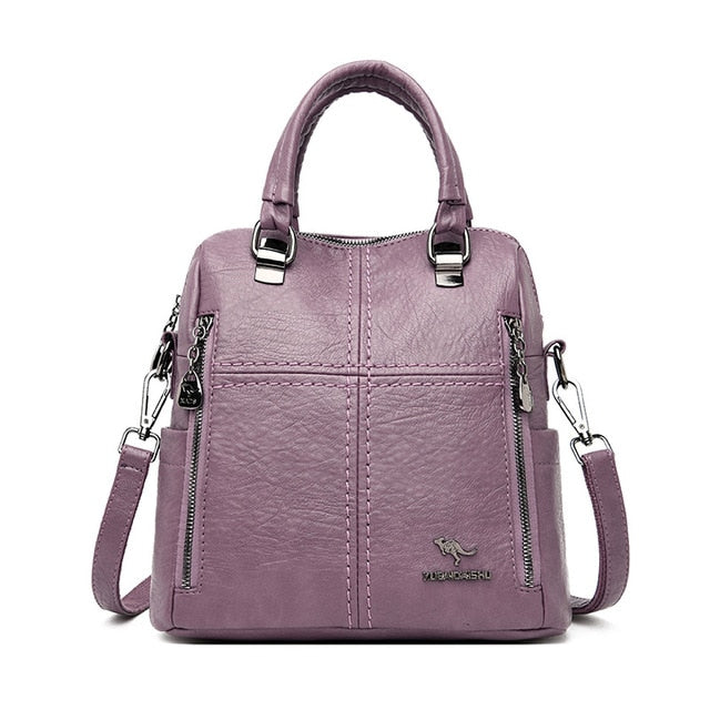 LANYIBAIGE Leather Multifunction Travel Backpack