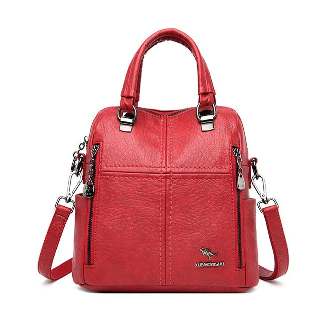 LANYIBAIGE Leather Multifunction Travel Backpack