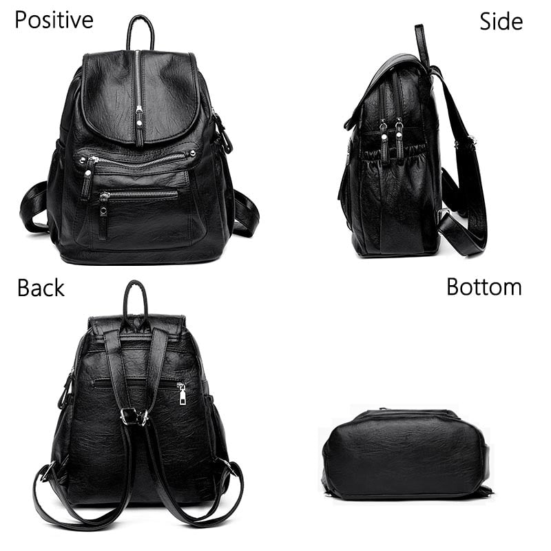 Lanyibaige Vintage Female Shoulder Leather Ladies Bagpack