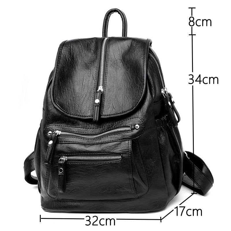 Lanyibaige Vintage Female Shoulder Leather Ladies Bagpack
