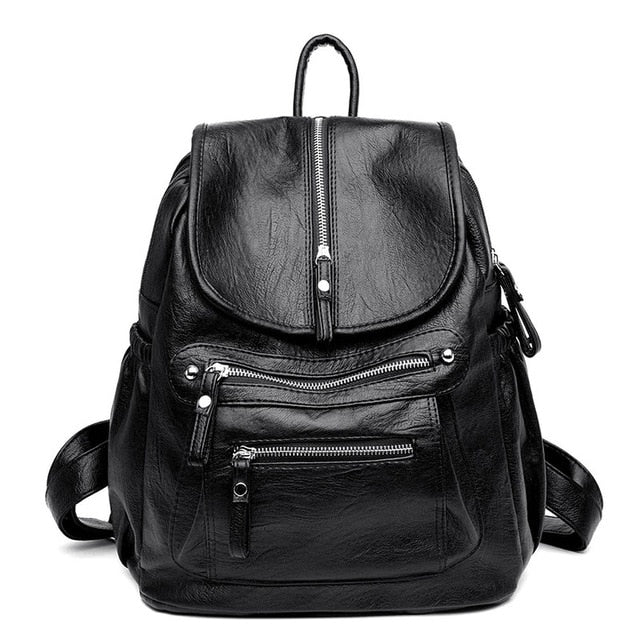 Lanyibaige Vintage Female Shoulder Leather Ladies Bagpack