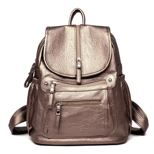 Lanyibaige Vintage Female Shoulder Leather Ladies Bagpack