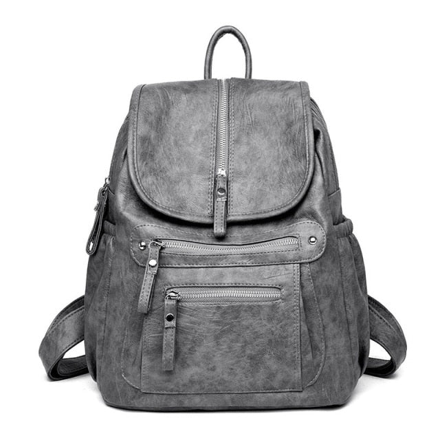 Lanyibaige Vintage Female Shoulder Leather Ladies Bagpack