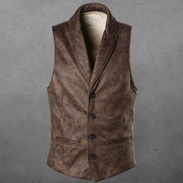 PARKLEES Suede Slim Fit Single Breasted Mens Casual Vest