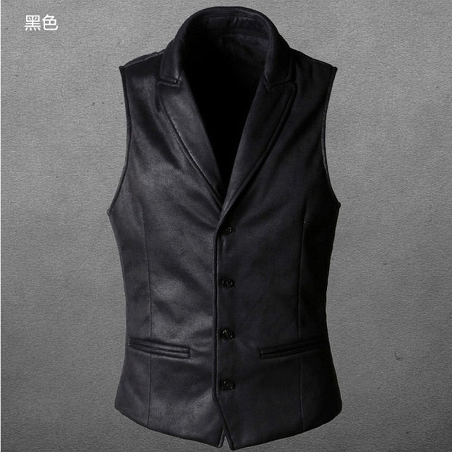 PARKLEES Suede Slim Fit Single Breasted Mens Casual Vest
