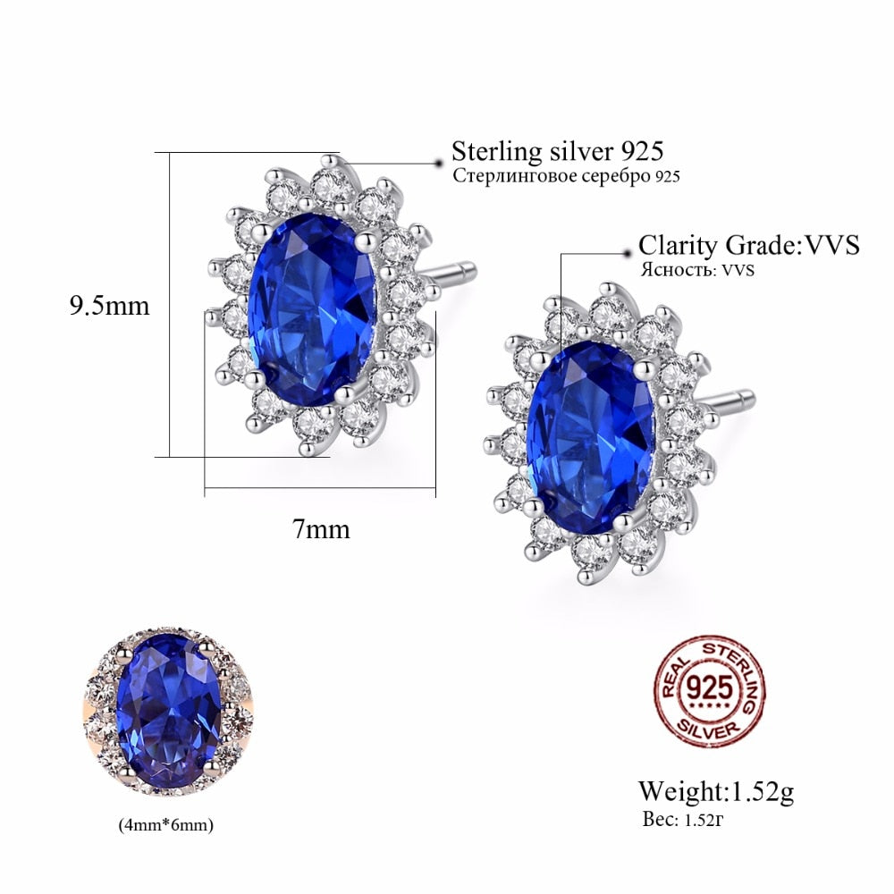 Natural Birthstone Royal Blue Sapphires with Solid 925 Sterling Silver Earrings
