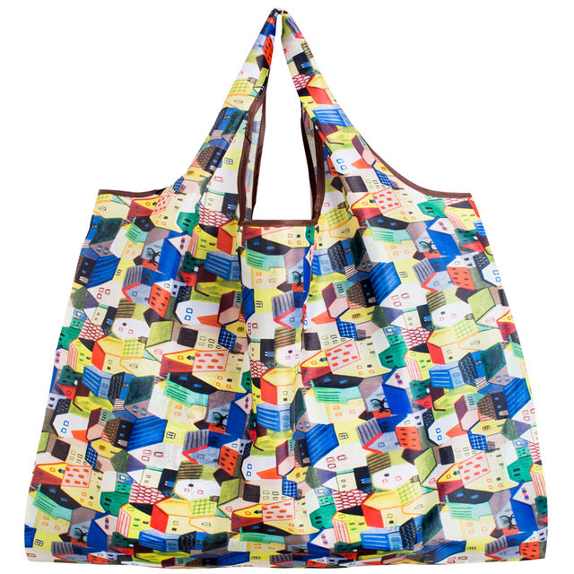 Big Size Thick Nylon Large Tote ECO Reusable Polyester Portable Shoulder Women&#39;s Handbags Folding Pouch Shopping Bag Foldable