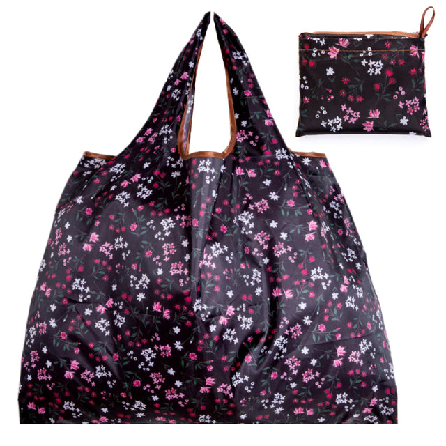 Big Size Thick Nylon Large Tote ECO Reusable Polyester Portable Shoulder Women&#39;s Handbags Folding Pouch Shopping Bag Foldable