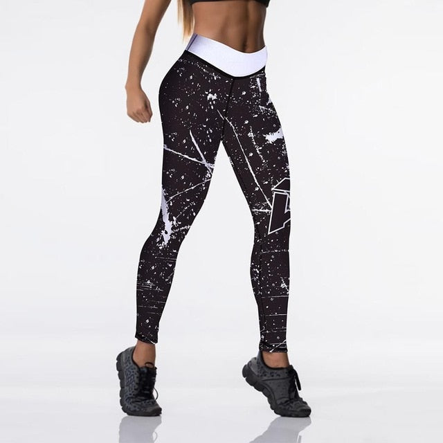 Qickitout Sexy High Waist Elasticity Ladies Printed Leggings