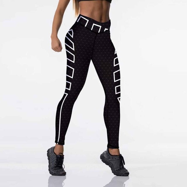 Qickitout Sexy High Waist Elasticity Ladies Printed Leggings