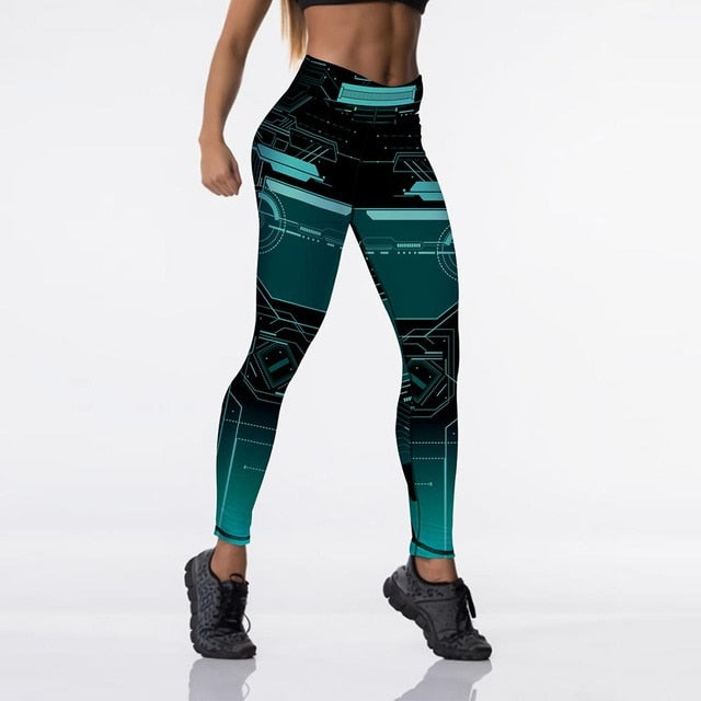 Qickitout Sexy High Waist Elasticity Ladies Printed Leggings