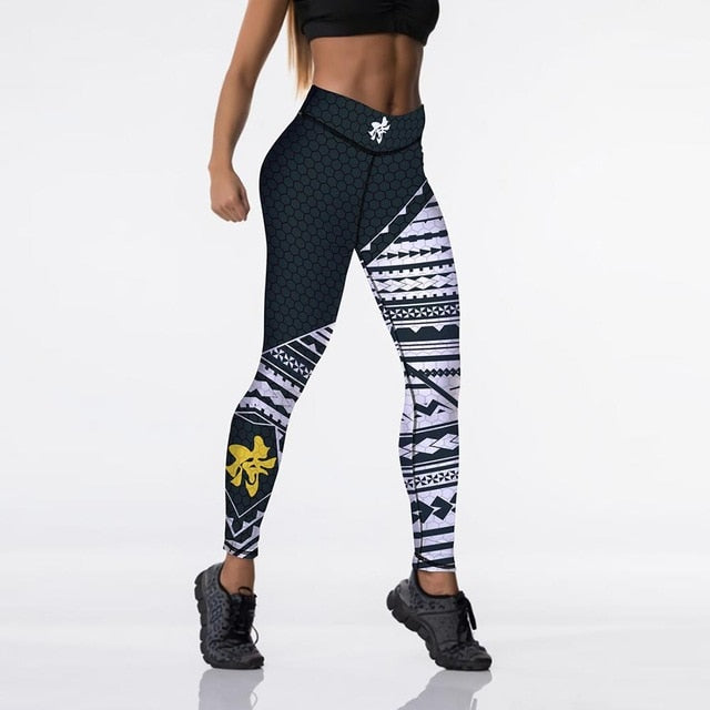 Qickitout Sexy High Waist Elasticity Ladies Printed Leggings