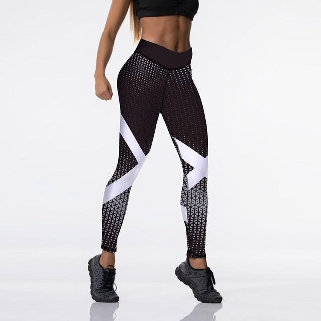 Qickitout Sexy High Waist Elasticity Ladies Printed Leggings