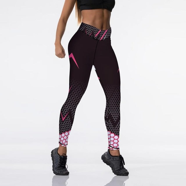 Qickitout Sexy High Waist Elasticity Ladies Printed Leggings