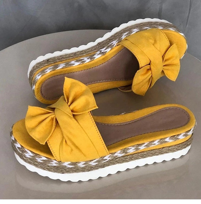 Old Friend Bow Ladies Platform Sandals