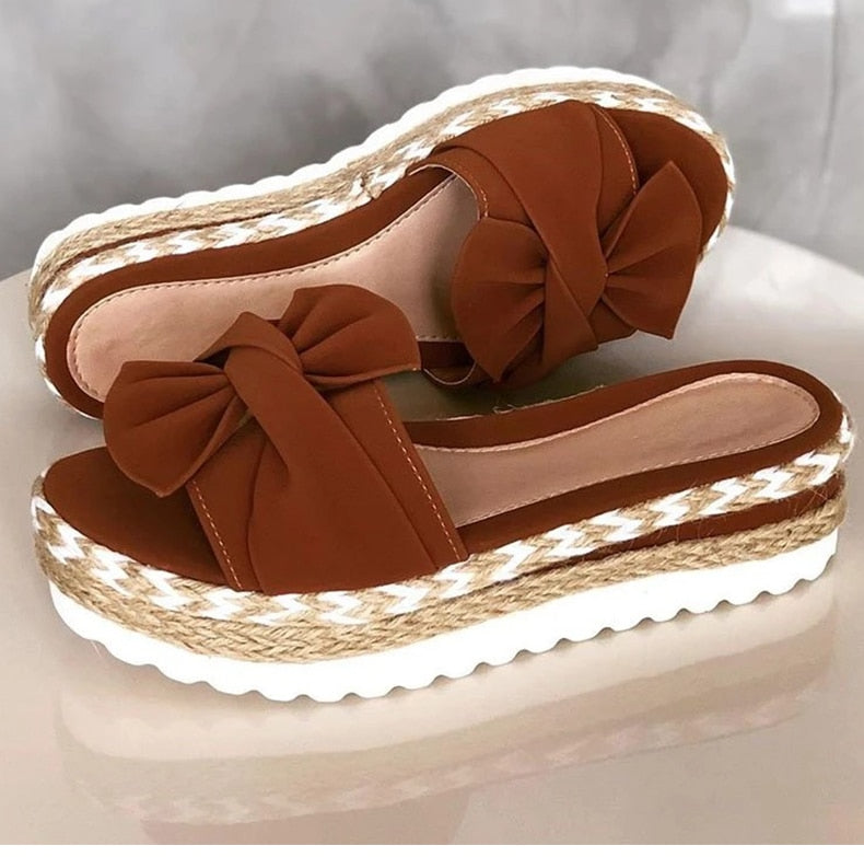 Old Friend Bow Ladies Platform Sandals
