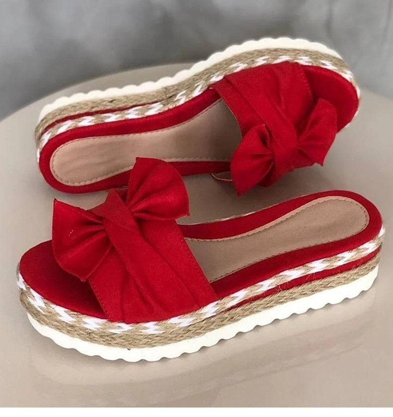 Old Friend Bow Ladies Platform Sandals