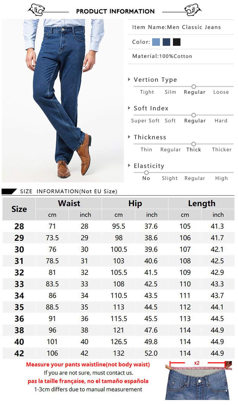 Mens Classic Regular Fit Denim Jeans