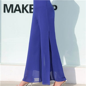 C2C Vintage Bohemia Wide Leg Long Trousers High Waist Chiffon Ladies Skirt-Pants
