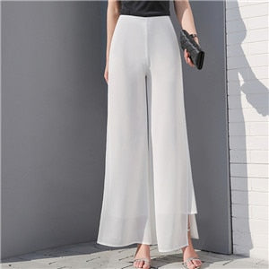 C2C Vintage Bohemia Wide Leg Long Trousers High Waist Chiffon Ladies Skirt-Pants