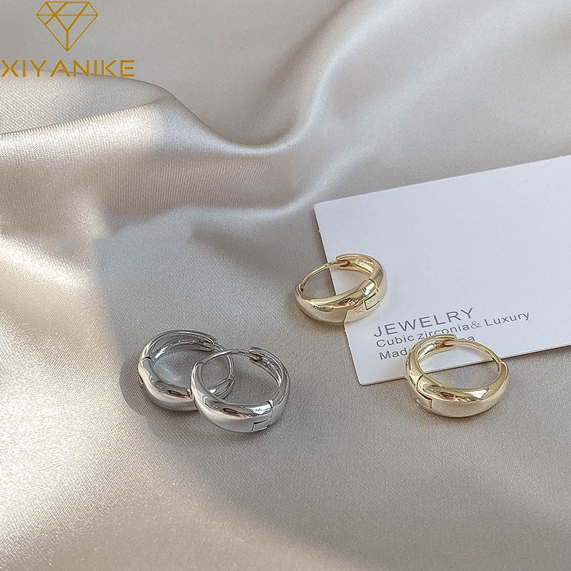 XIYANIKE 925 Sterling Silver Circle Arc Earrings Trendy Retro Simple Hot Sexy Exquisite Couple Valentine's Day Gift Cерьга
