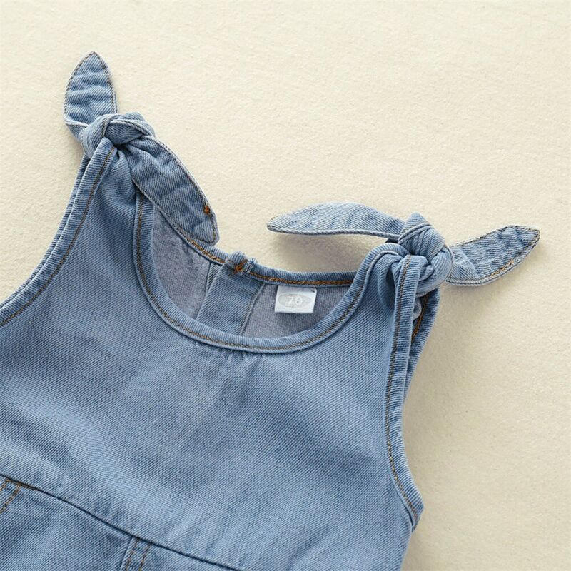 C2C Mall-O Neck & Covered Button Baby Denim Romper