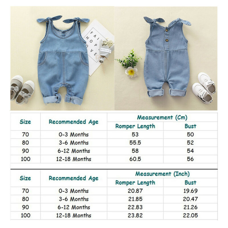 C2C Mall-O Neck & Covered Button Baby Denim Romper