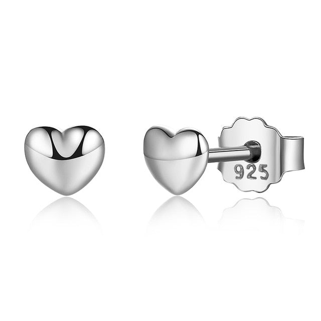 WOSTU Flower Heart Stud Earrings 100% 925 Sterling Silver Pearl Small Earrings For Women Wedding Engagement Jewelry Gifts