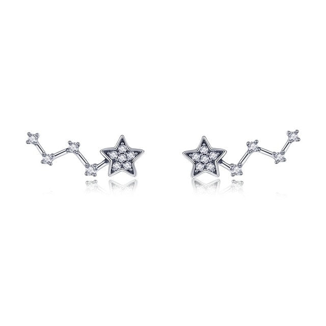 WOSTU Flower Heart Stud Earrings 100% 925 Sterling Silver Pearl Small Earrings For Women Wedding Engagement Jewelry Gifts