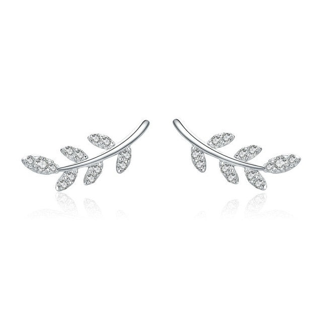 WOSTU Flower Heart Stud Earrings 100% 925 Sterling Silver Pearl Small Earrings For Women Wedding Engagement Jewelry Gifts