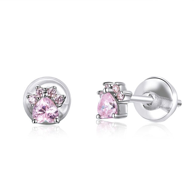 WOSTU Flower Heart Stud Earrings 100% 925 Sterling Silver Pearl Small Earrings For Women Wedding Engagement Jewelry Gifts